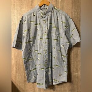 Woolrich Fish Button Up Short Sleeve Size Large